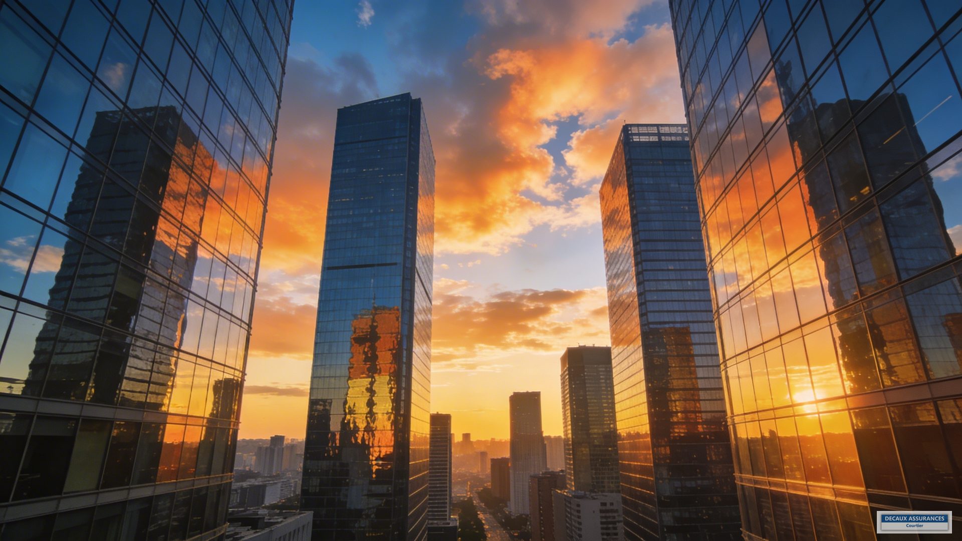 Skyline bureaux golden hour